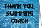 Thank You, Swimming Coach (Pool Water Azure Blue Background) card