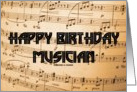 Happy Birthday Musician (Musical Notes Background) card