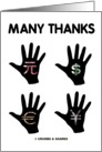 Many Thanks (International Money Silhouette Hands) card
