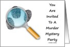 Fingerprints Magnifying Glass Murder Mystery Party Invitation card