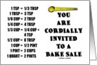 You Are Cordially Invited To A Bake Sale Measurement Conversion Chart card