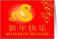 2025 Year Of The Snake (Happy Chinese New Year Chinese Text) card