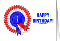 Happy Birthday! (Number One Red White Blue Ribbon)