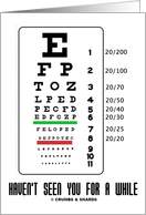 Haven’t Seen You For A While (Snellen Vision Chart Eye Care) card
