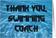 Thank You, Swimming Coach (Pool Water Azure Blue Background) card