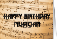 Happy Birthday Musician (Musical Notes Background) card