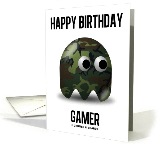 Happy Birthday Gamer (Military Ghose Camouflage Game Baddie) card