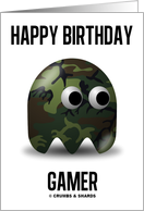 Happy Birthday Gamer (Military Ghose Camouflage Game Baddie) card