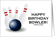 Happy Birthday Bowler! (Bowling Ball Four Tenpins / Pins) card