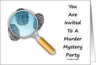 Fingerprints Magnifying Glass Murder Mystery Party Invitation card