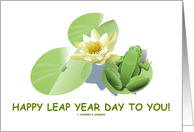 Happy Leap Year Day To You! Frog Lily Pad Pond Water Lily card