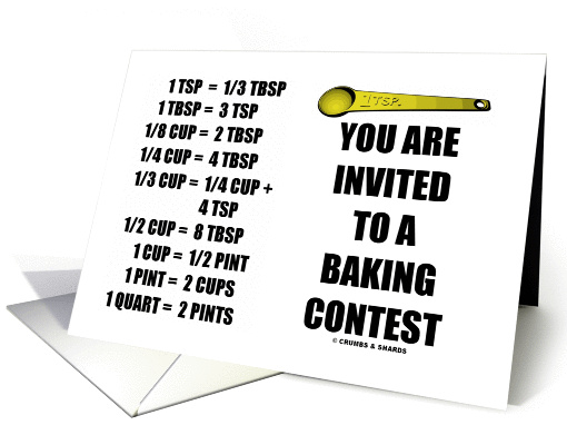 You Are Invited To A Baking Contest Measurements Conversion Chart card