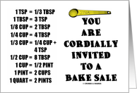 You Are Cordially Invited To A Bake Sale Measurement Conversion Chart card