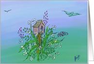 Earth Day - Birdhouse-flowers card