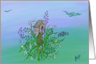 Earth Day - Birdhouse-flowers card