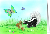 Friendship, Nature-skunk, butterfly, snail card