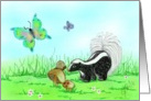 Friendship, Nature-skunk, butterfly, snail card