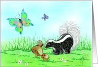 Earth Day-skunk, butterfly, snaIL card