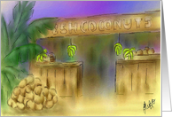 Fruit stand-bananas,coconuts card