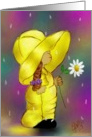 Girl in Yellow rain coat & hat-get well card