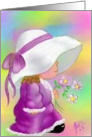 Girl in Lavander dress and hat-lavender flowers card