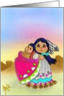 indian girl with papoose, outdoors, southwestern card