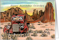 Birthday-Grandpa-old abandoned truck-southwest-desert card