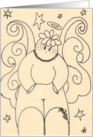 Angel Boy, stars, coloring book card