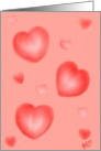 Red hearts on Pink, blank note card