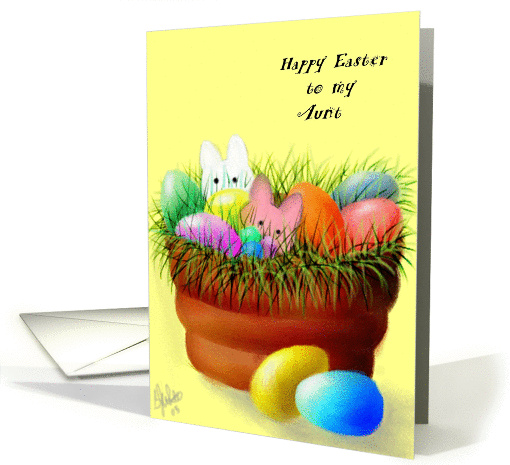 Easter,Aunt,Bunnies,Eggs,clay pot card (795472)