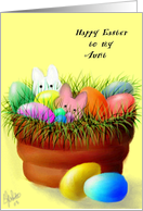 Easter,Aunt,Bunnies,Eggs,clay pot card