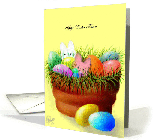 Easter,Father,Bunnies,Eggs,clay pot card (795480)
