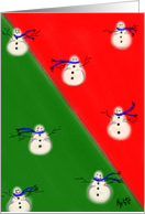 Snowmen, Red and Green note card