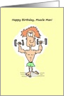 Muscle Man Cartoon Birthday card