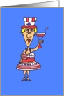 FUNNY HOT MAMA DRESSED IN FOURTH OF JULY COLORS WITH MARTINI PARTY card