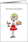 Martini And Turkey Thanksgiving Card 