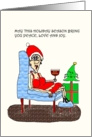 PEACE LOVE AND JOY HOT MAMA SITTING IN CHAIR CHRISTMAS card
