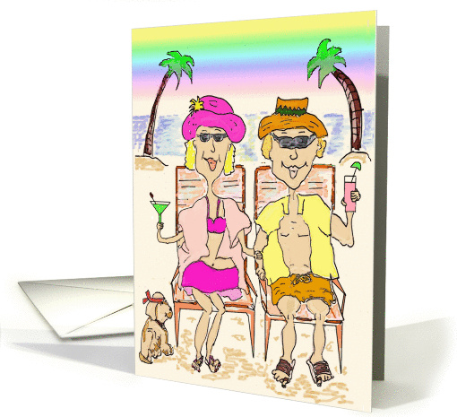 COUPLE ON THE BEACH 50th ANNIVERSARY card (1069919)