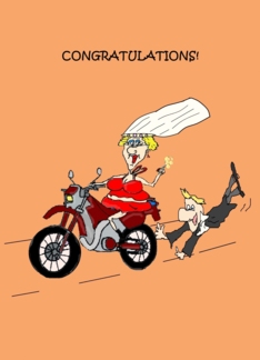 CONGRATULATIONS ON YOUR MARRAIGE FUNNY GROOM BIKER CARD