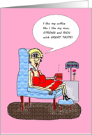 HOT MAMA’S MEN AND COFFEE FUNNY BIRTHDAY CARD