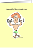 Muscle Man Cartoon Birthday card