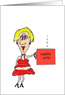 Happy 50th Birthday Chick With Coffee Mug card