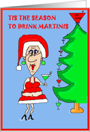 Drink Martini Happy Holidays Christmas Card 