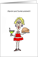 Martini And Turkey Thanksgiving Invitation card