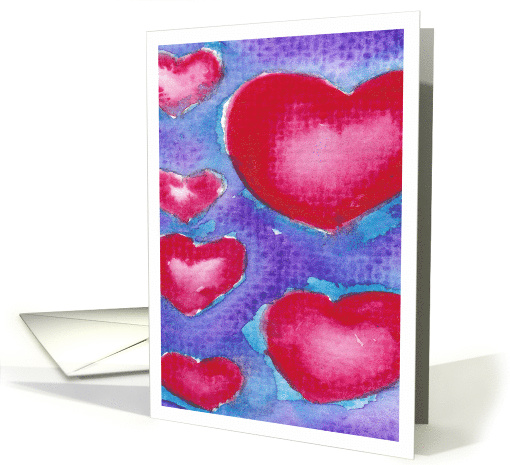Watercolour Hearts card (594588)
