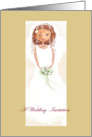 cute illustraton of bride in white wedding invitation card