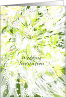 white daises wedding invitation card