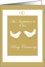 white doves ring ceremony invitation card