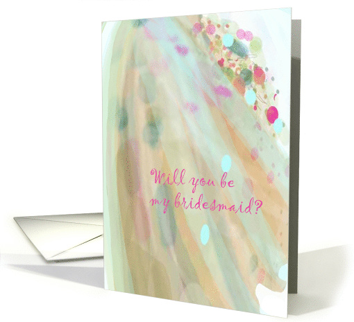 Bridesmaid Invitation, brides flowing skirt of soft pastels card