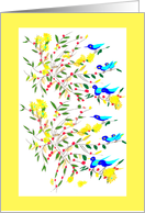 blue birds in a tree card